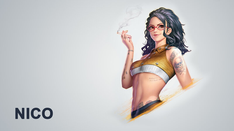 Woman with Tattoos Smoking — Gray