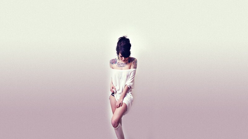 Woman with Tattoos — White, Melancholic