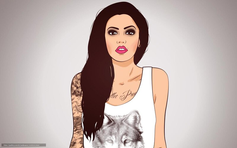 Woman with Tattoos — White, Neutral