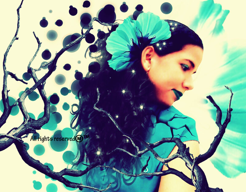 Woman with Teal Flower