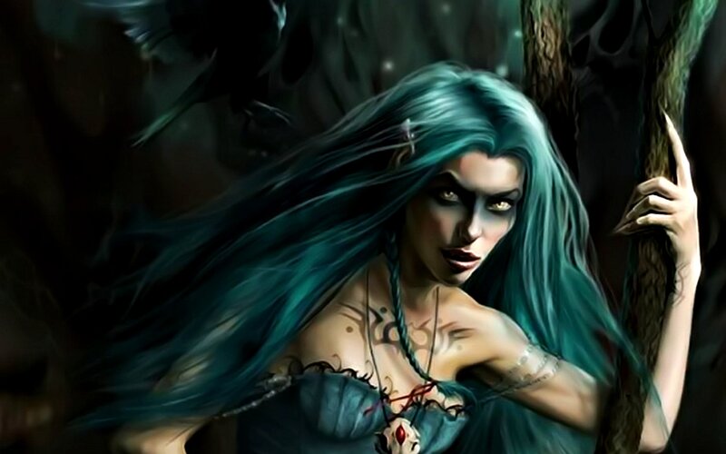 Woman with Teal Hair — Dark