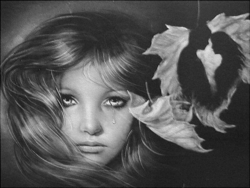 Woman with Tear — Black, Melancholic