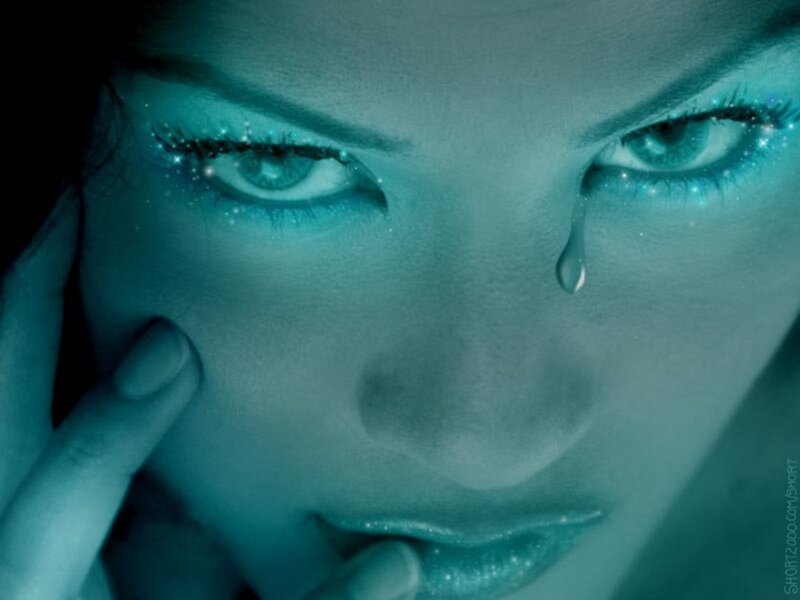 Woman with Tear — Blue