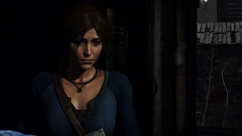 Woman with Tear on Cheek — Blue