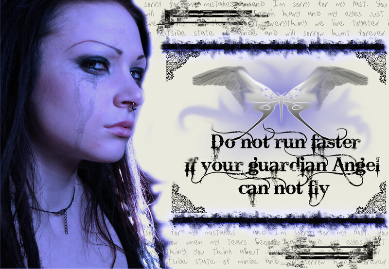 woman with tears and angel wings