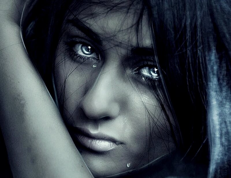 Woman with Tears — Black