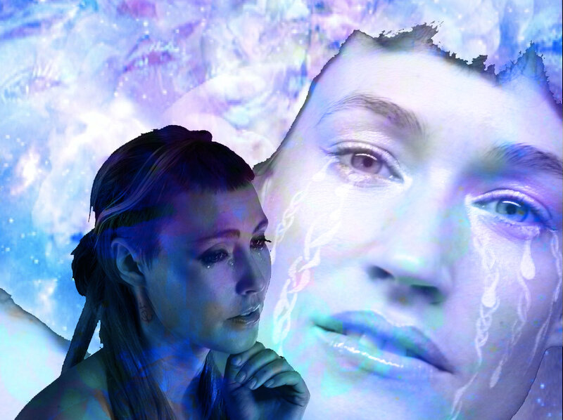 Woman with Tears — Blue, Dramatic