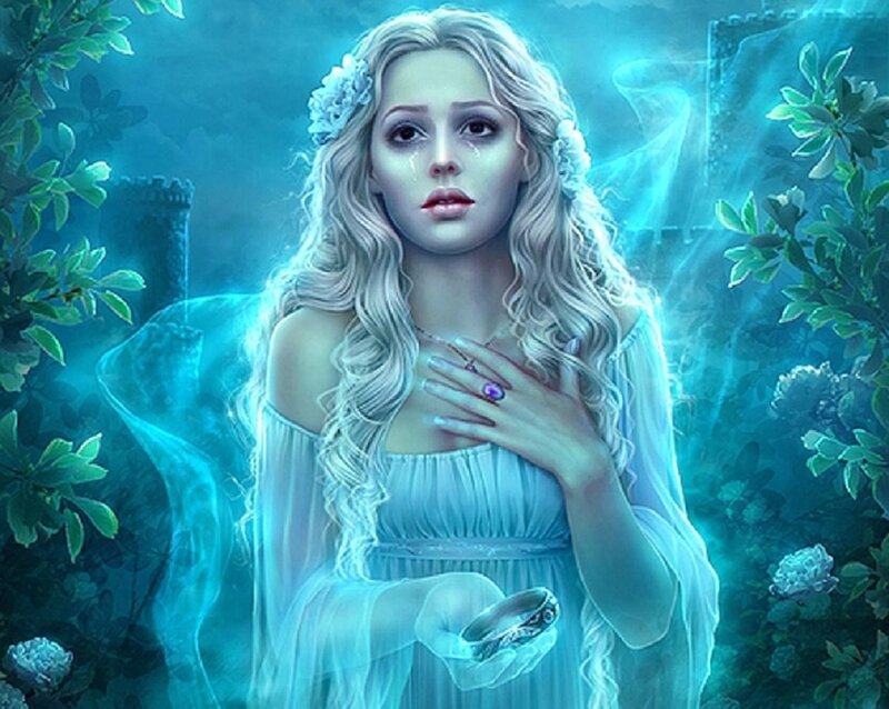 Woman with Tears — Blue, Melancholic