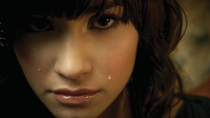 woman with tears on face