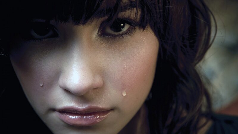 woman with tears on face