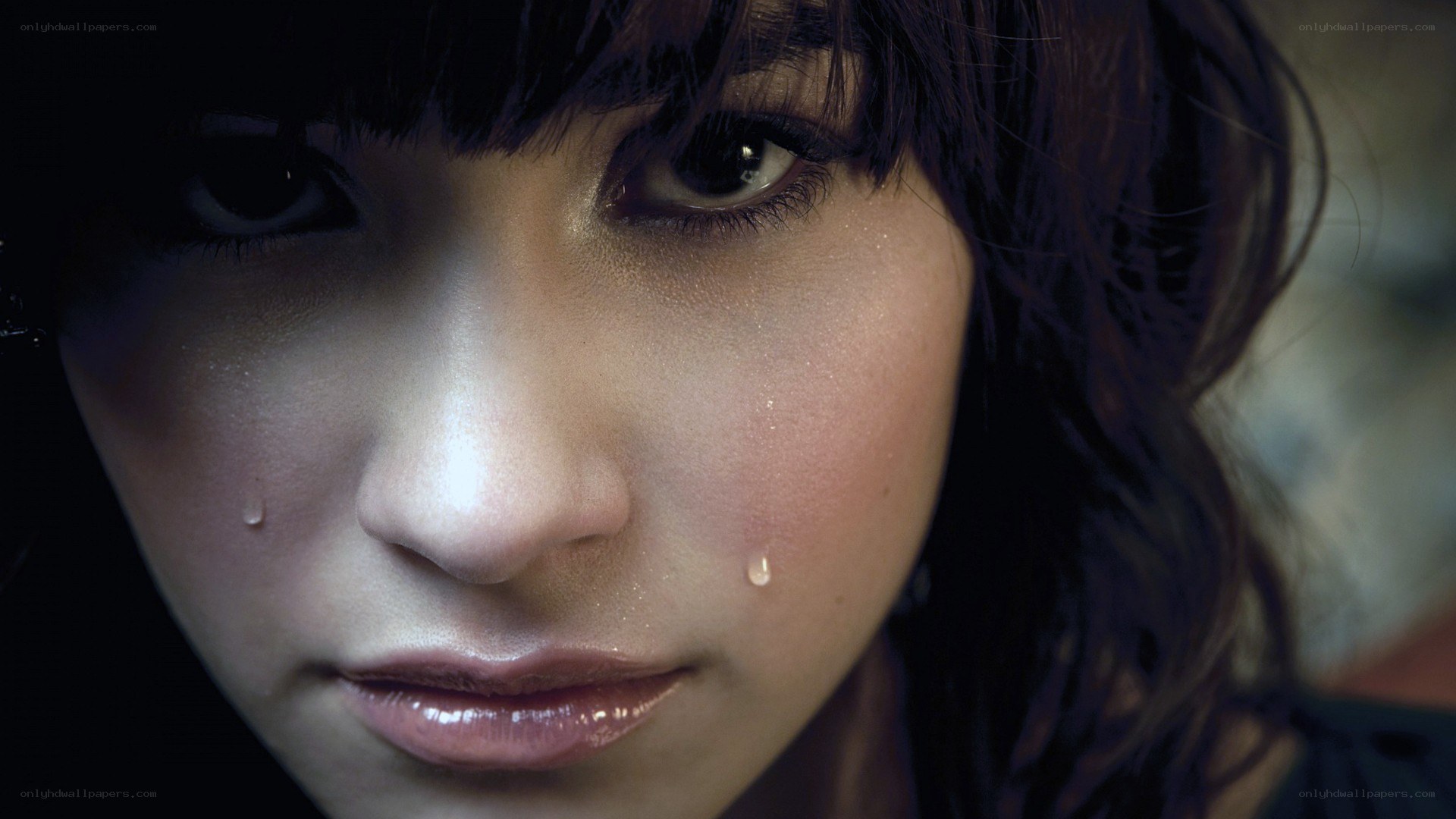 woman with tears on face