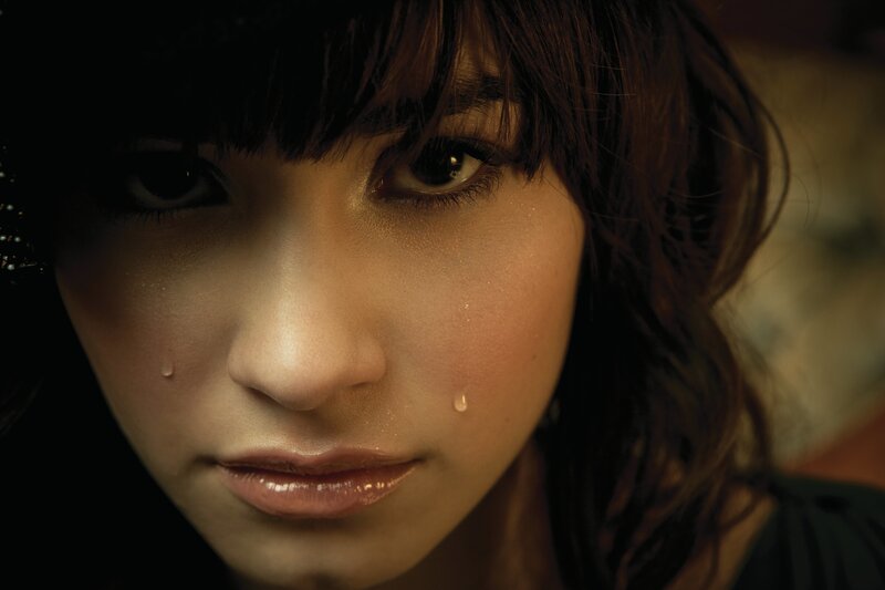 woman with tears on face