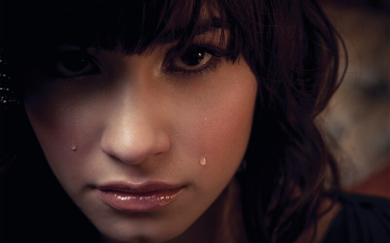 woman with tears on face