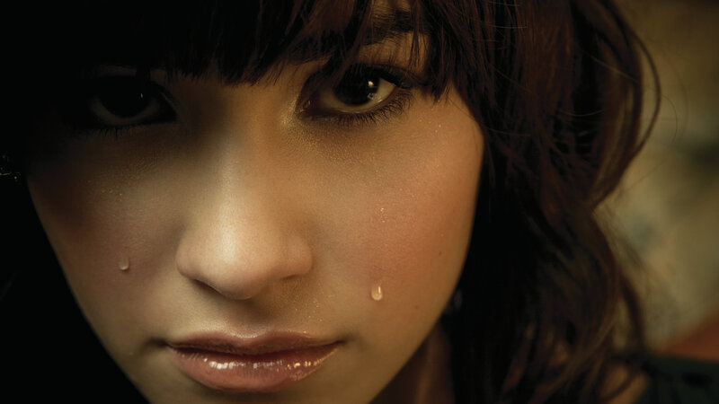 woman with tears on face