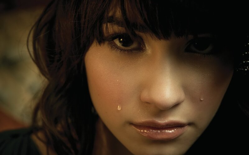 Woman with Tears on Face — Brown, Dramatic