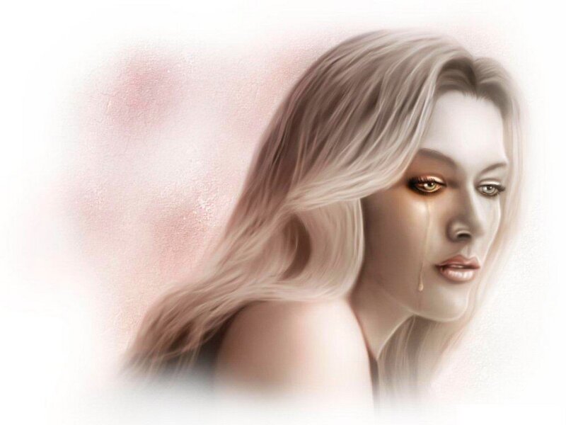 Woman with Tears — White