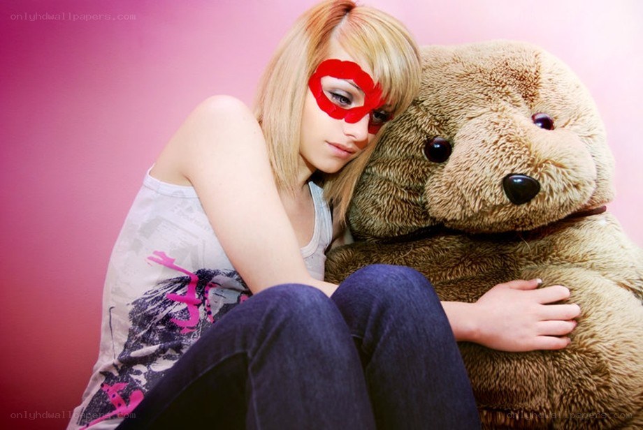 woman with teddy bear