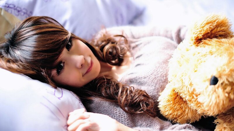 Woman with Teddy Bear — Brown