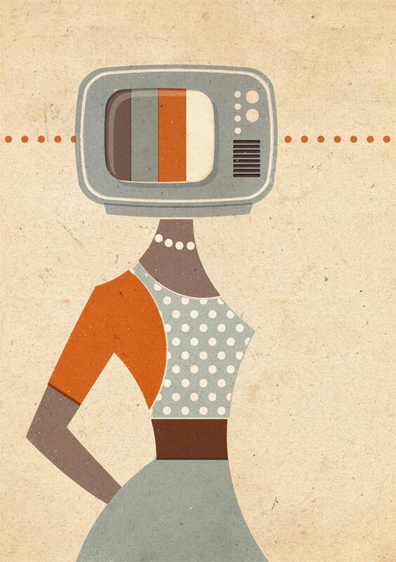 woman with television head