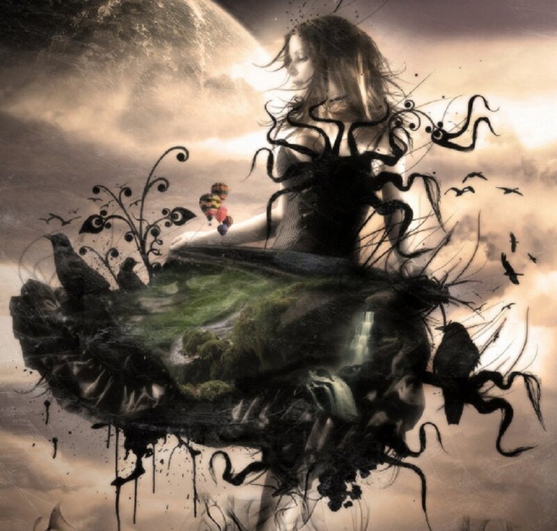 Woman with Tentacle-like Hair