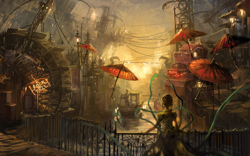 Woman with Tentacles — Brown, Dramatic, Night