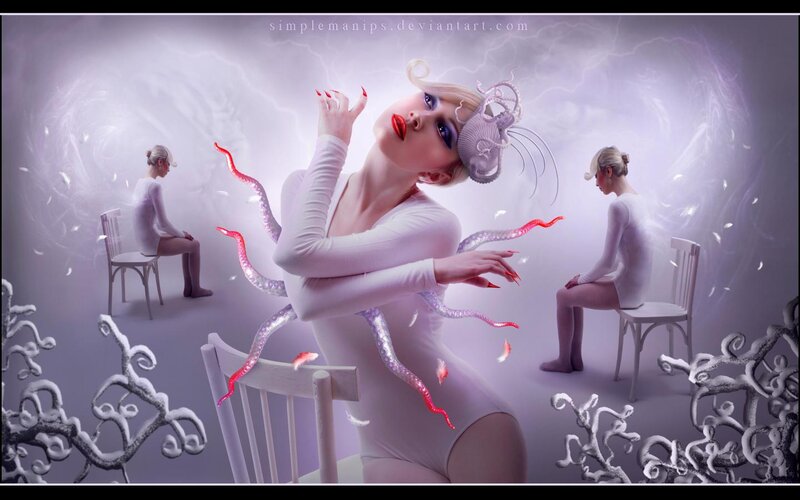 Woman with Tentacles — Purple, Dramatic