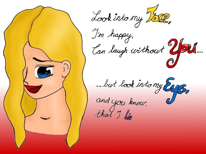 woman with text about lying