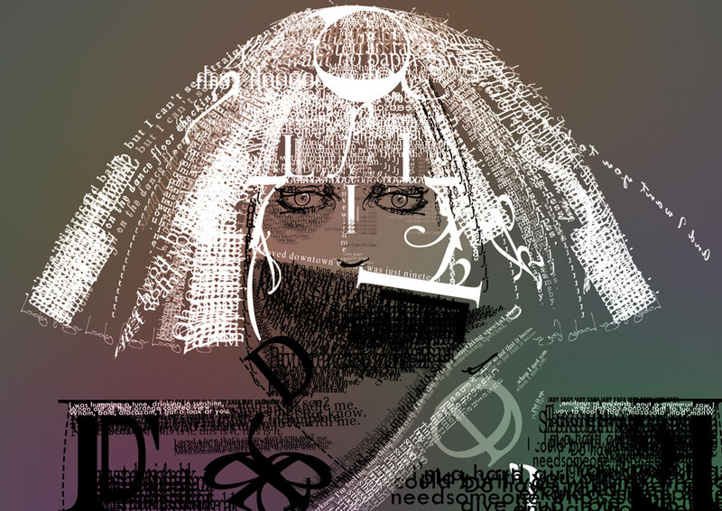 Woman with Text Art Face