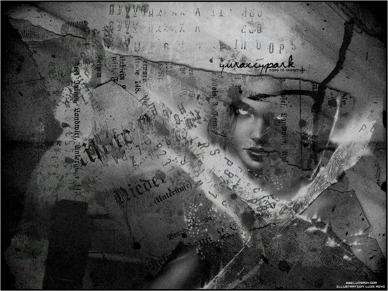 Woman with Text Overlay — Black