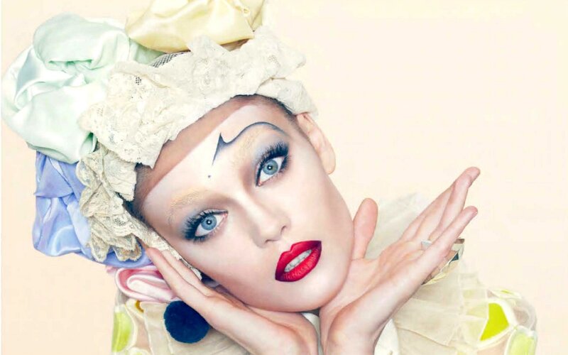 woman with theatrical makeup