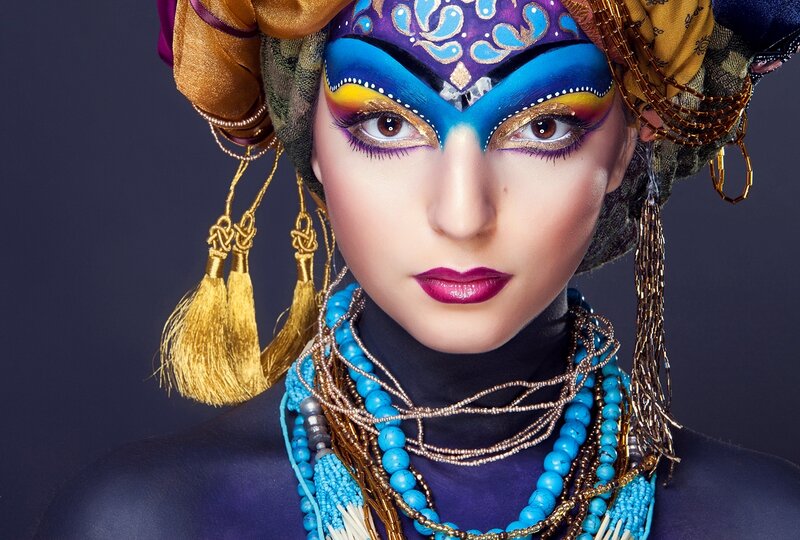 Woman with Theatrical Makeup — Blue