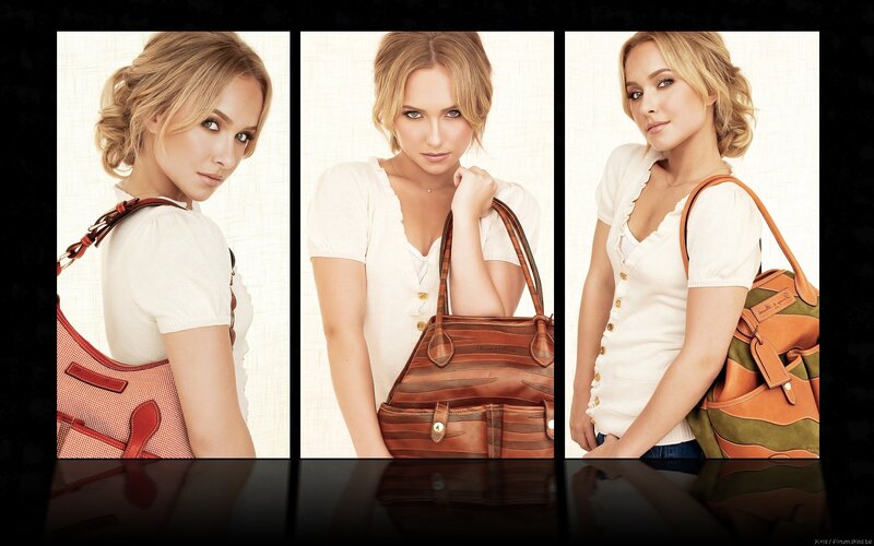 woman with three handbags