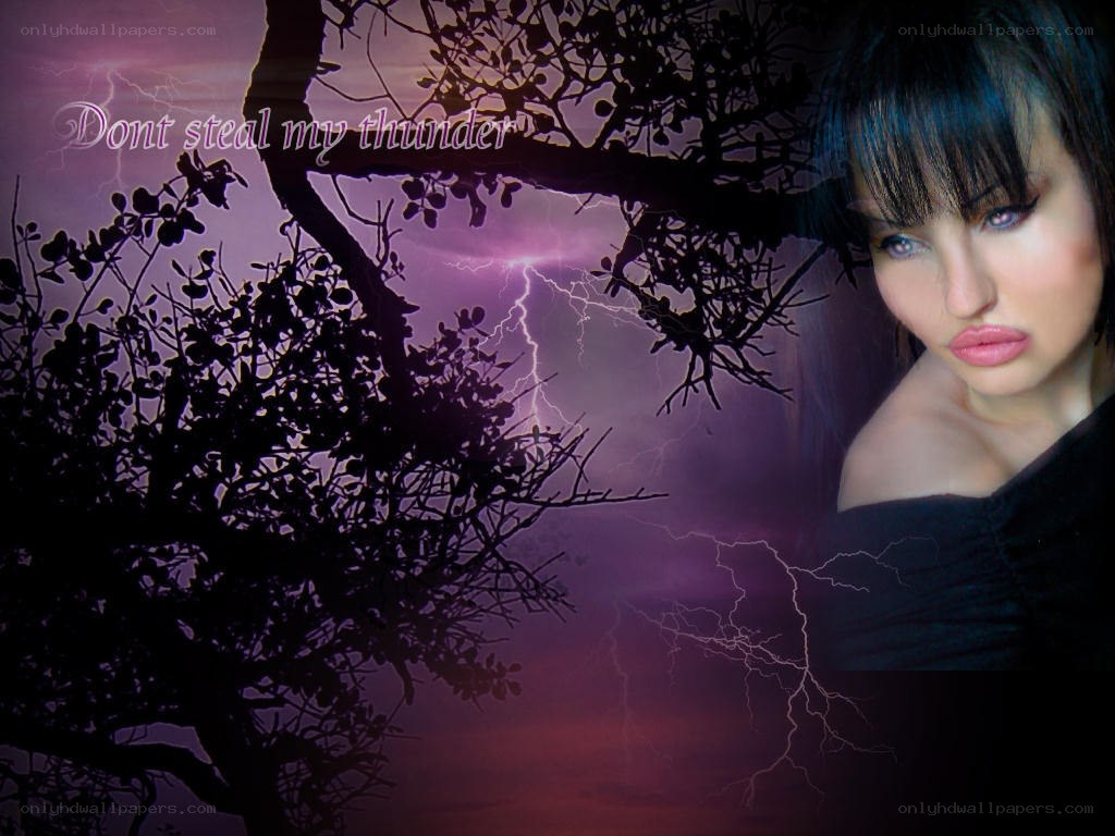 woman with thunderstorm background
