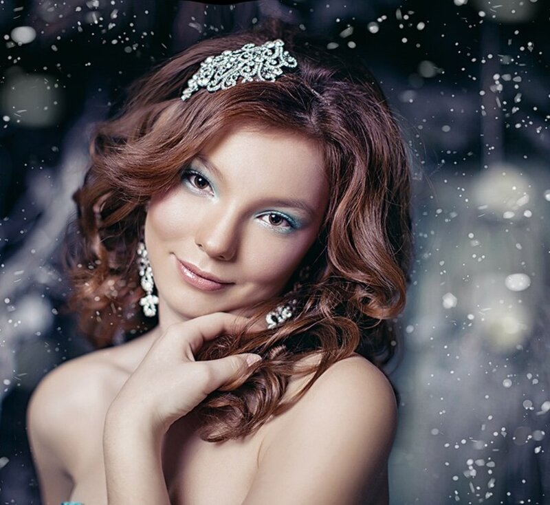 Woman with Tiara and Makeup — Brown