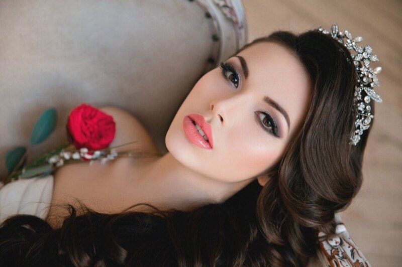 Woman with Tiara and Rose