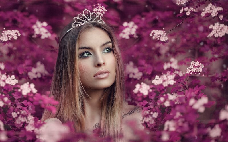 Woman with Tiara in Flowers