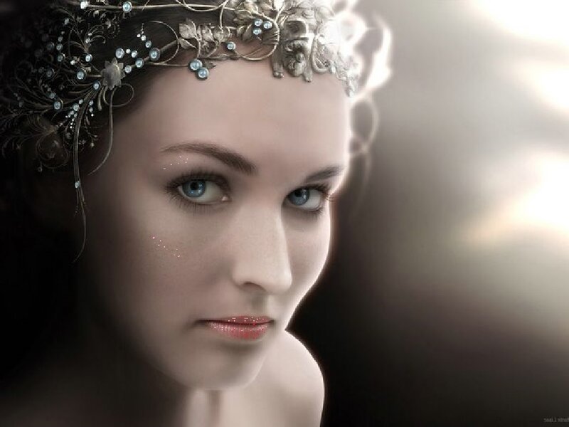 Woman with Tiara — White, Dramatic