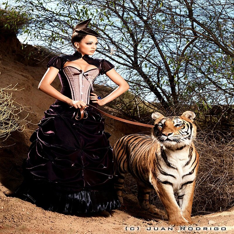 Woman with Tiger — Black
