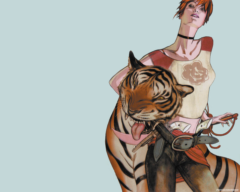 woman with tiger companion