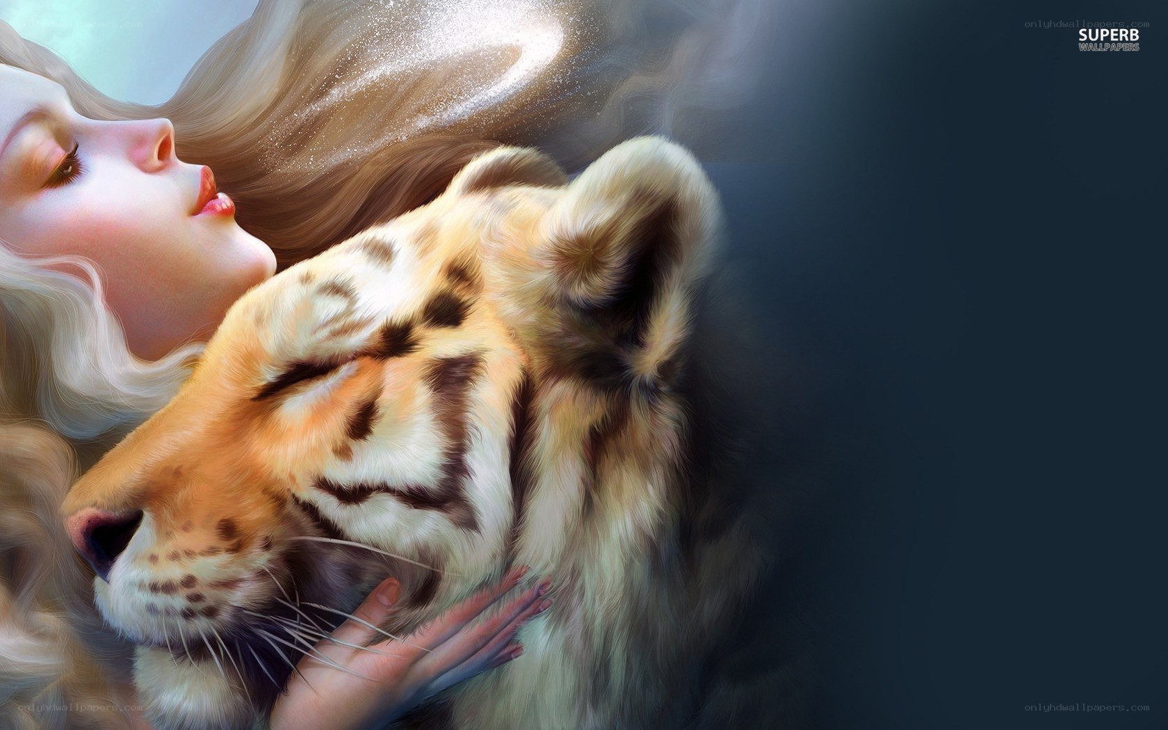 woman with tiger cub