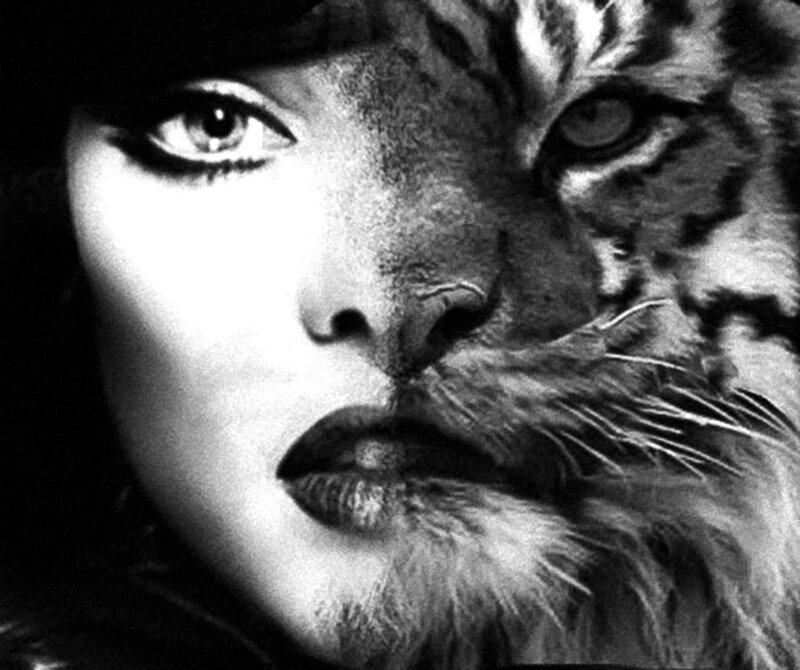 Woman with Tiger Face — Black
