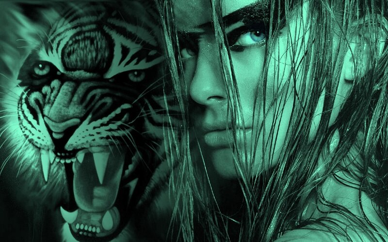 Woman with Tiger Face — Green