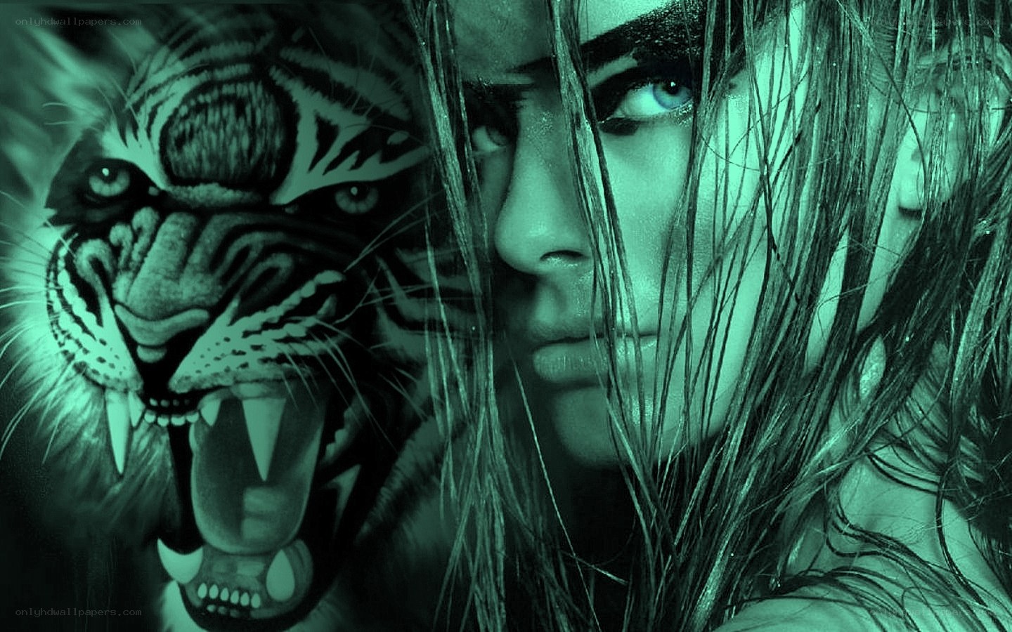 woman with tiger face