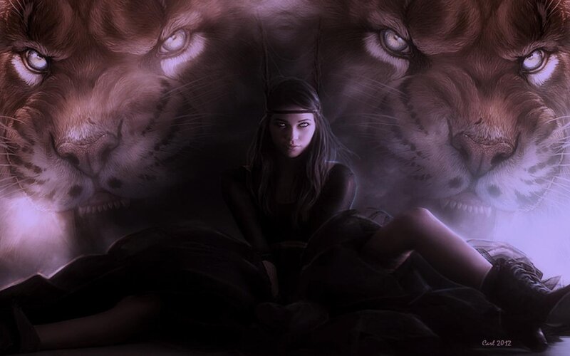 Woman with Tiger Faces