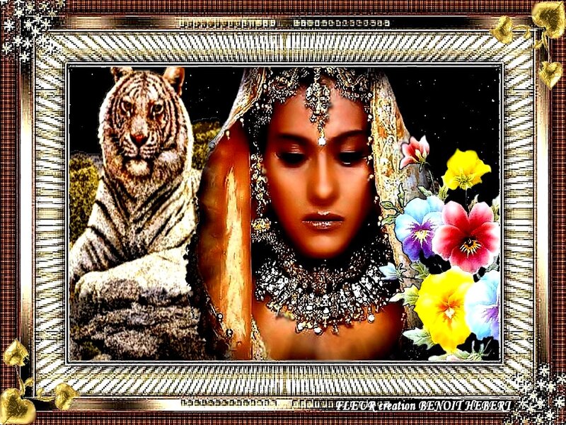 Woman with Tiger — Gold, Dramatic