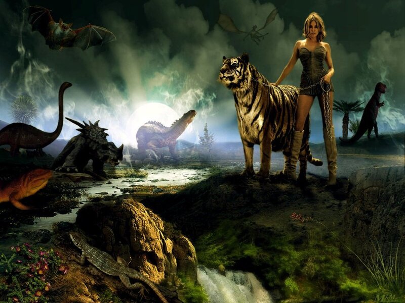 Woman with Tiger — Green