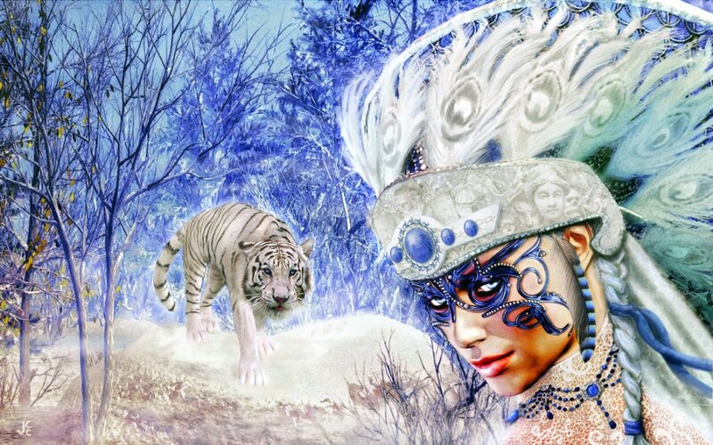 Woman with Tiger Mask