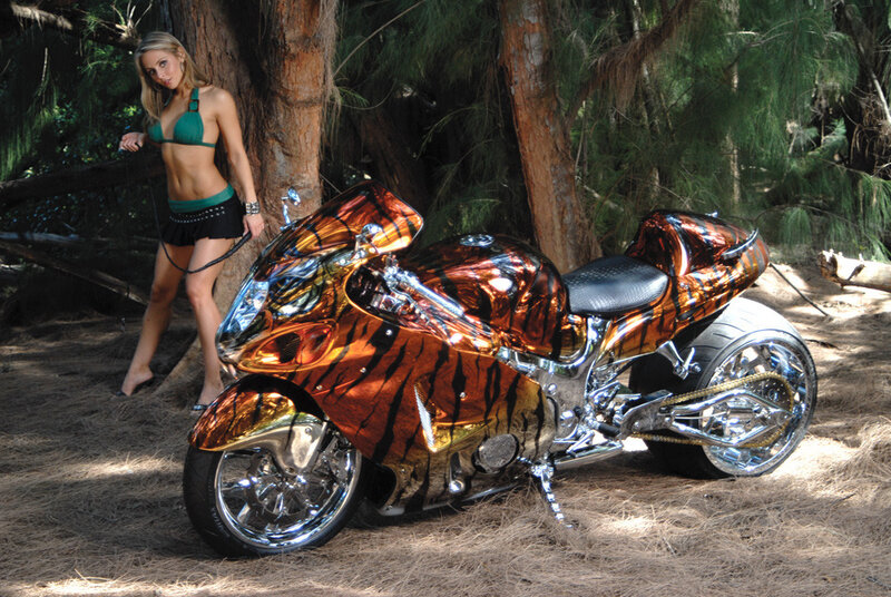 Woman with Tiger Motorcycle