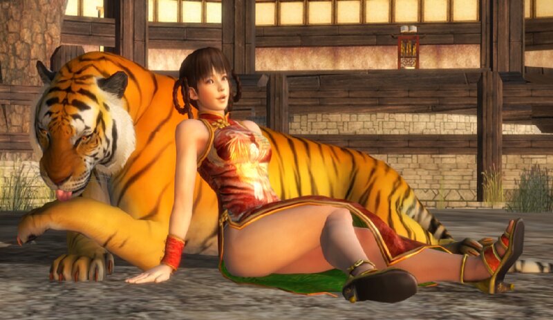 Woman with Tiger — Orange, Calm