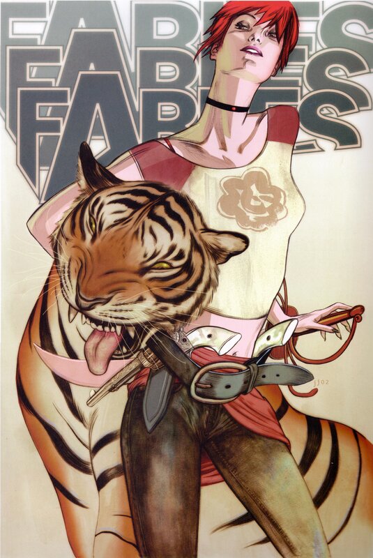 Woman with Tiger — Red, Dramatic, Comic